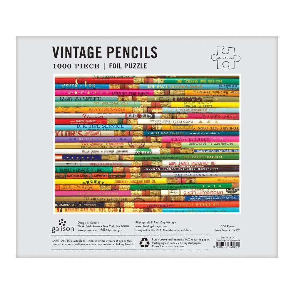Phat Dog Vintage Pencils 1000 Piece Foil Stamped Jigsaw Puzzle