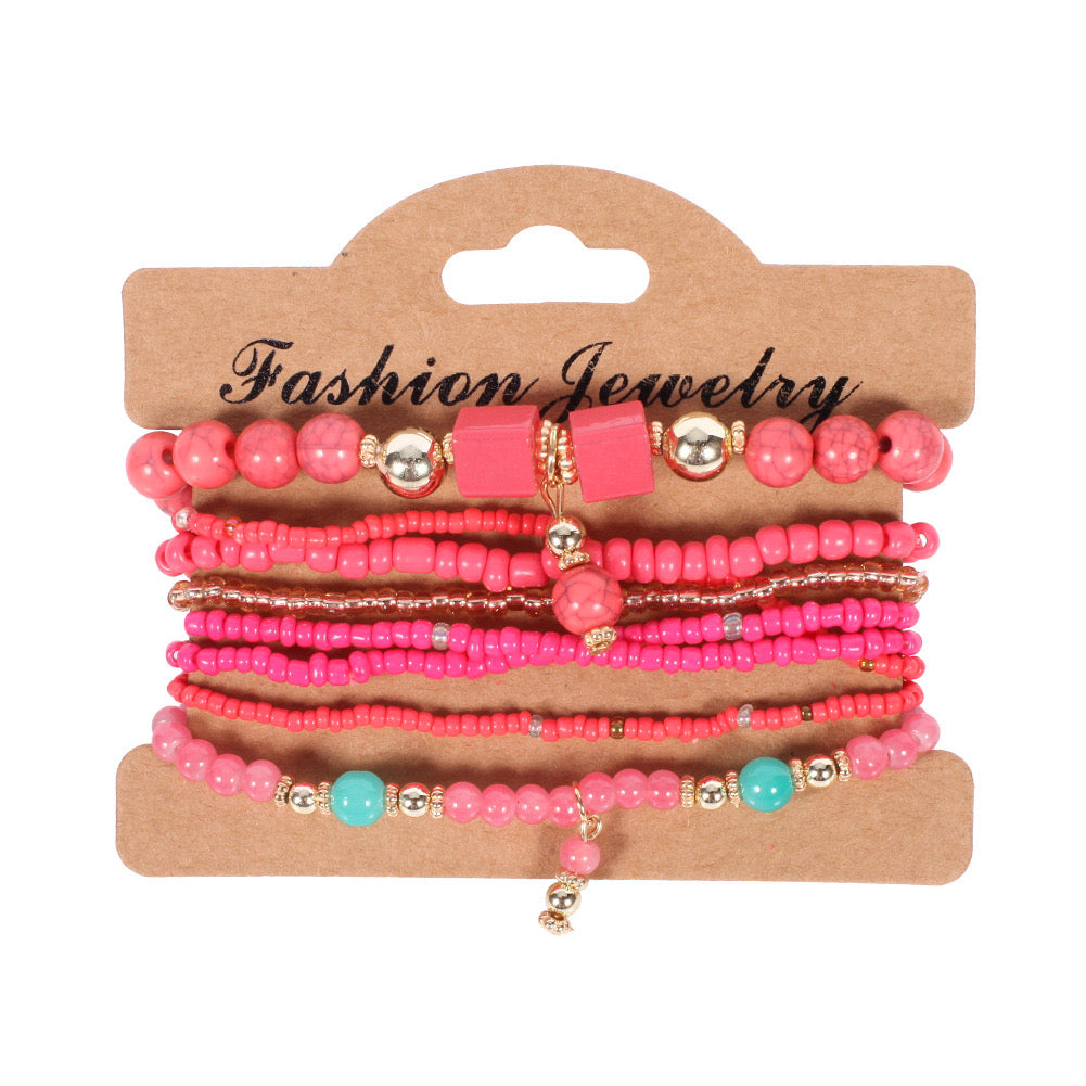 Beaded Bracelet Stack – Multi-Layer Colorful Jewelry for Women