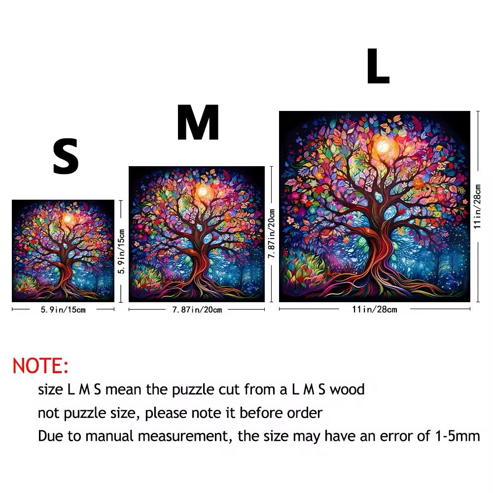 Colorful Tree of Life Wooden Puzzle - Challenging Jigsaw Gift for Puzzle Lovers V Boutique Studio