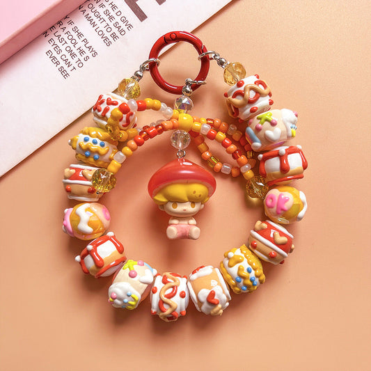 Handmade Beaded Mushroom Elf Phone Lanyard V Boutique Studio-New