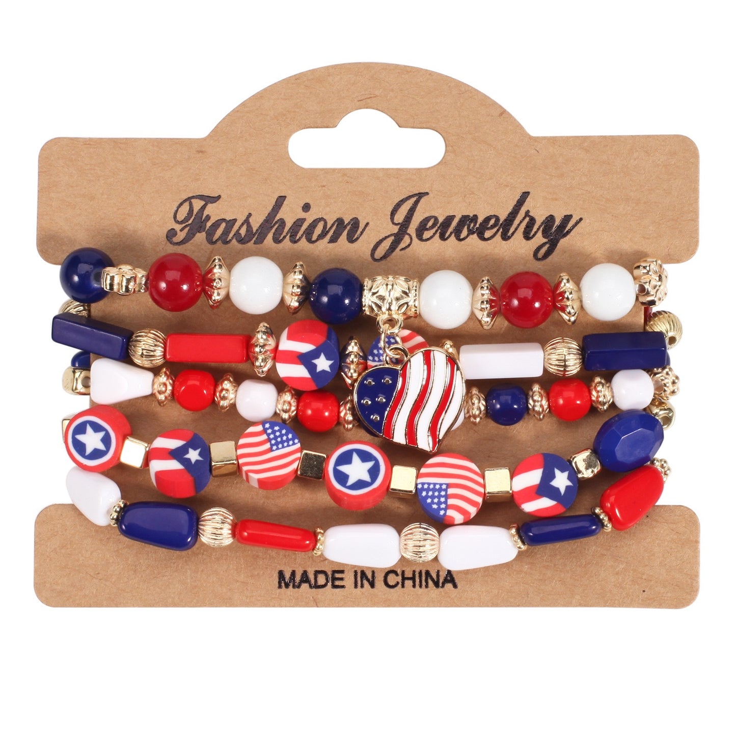 Patriotic Beaded Bracelet Stack – USA Red, White & Blue Jewelry