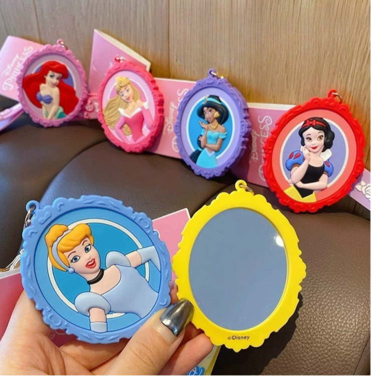 Disney Princess Portable Mirror Keychain – Cute Travel Makeup Mirror