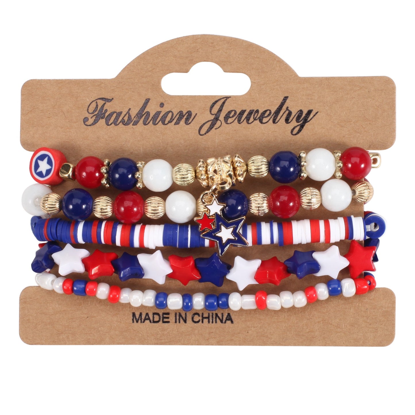 Patriotic Beaded Bracelet Stack – USA Red, White & Blue Jewelry