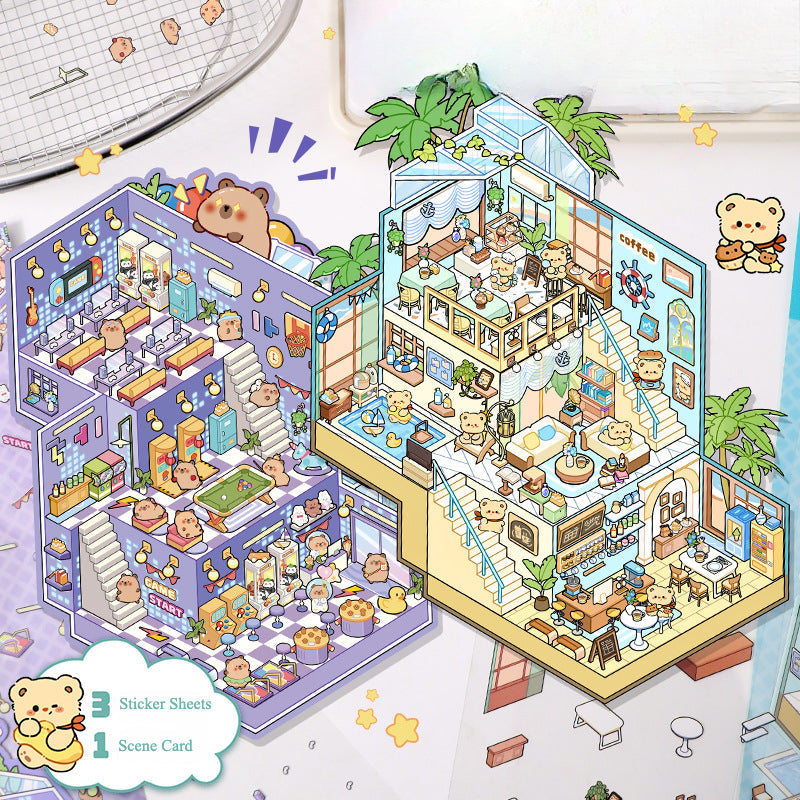 Kawaii Miniature Scene Stickers – 3D DIY for Scrapbooks & Journals