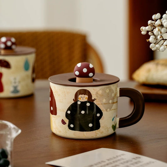 Retro Mushroom Girl Ceramic Mug