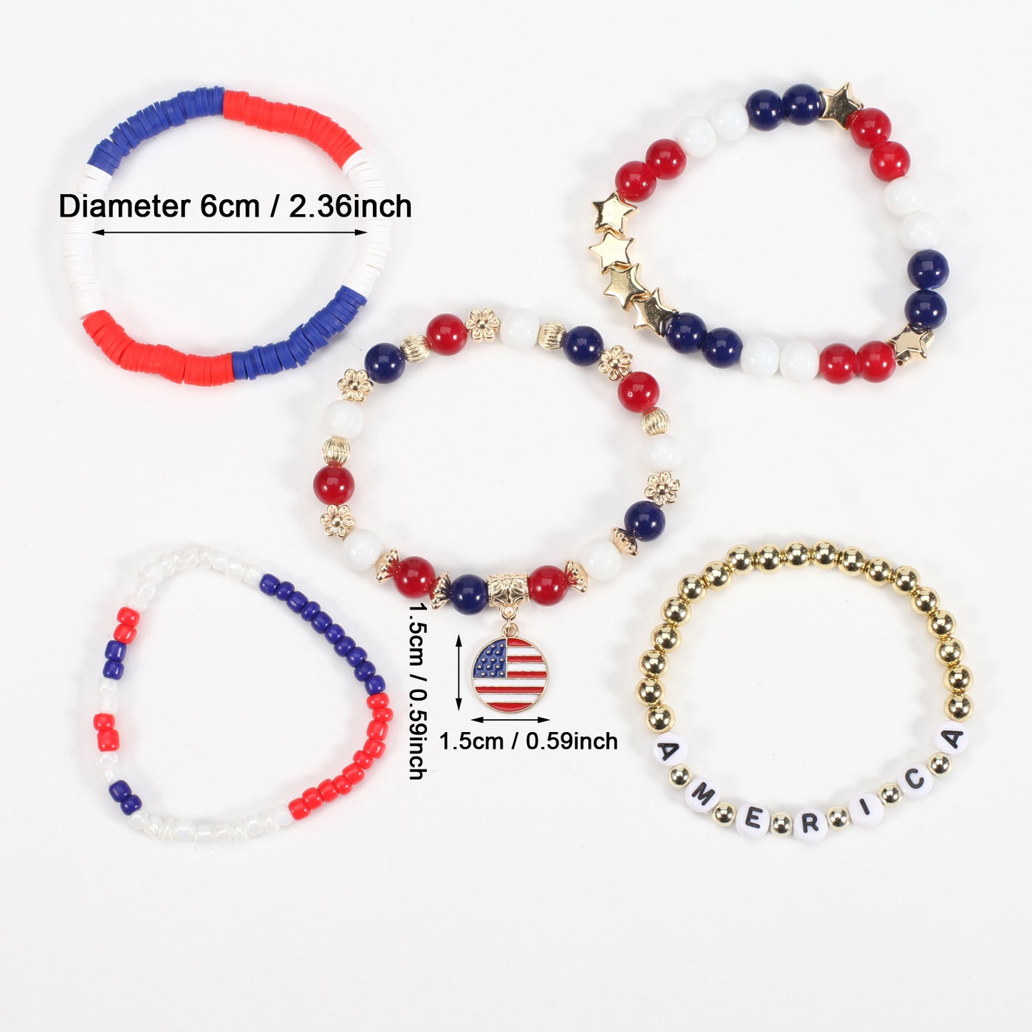 Patriotic Beaded Bracelet Stack – USA Red, White & Blue Jewelry