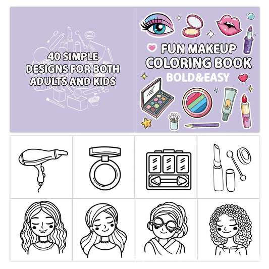 Fun Makeup Coloring Book – Bold & Easy Beauty-Themed Illustrations V Boutique Studio