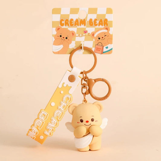 Adorable Cream Bear Keychain V Boutique Studio