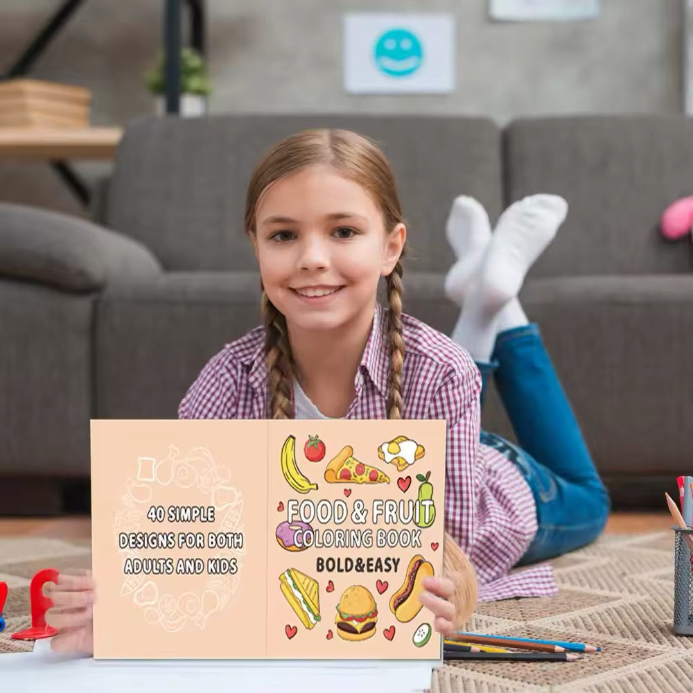 Food & Fruit Coloring Book – Fun & Easy Themed Illustrations