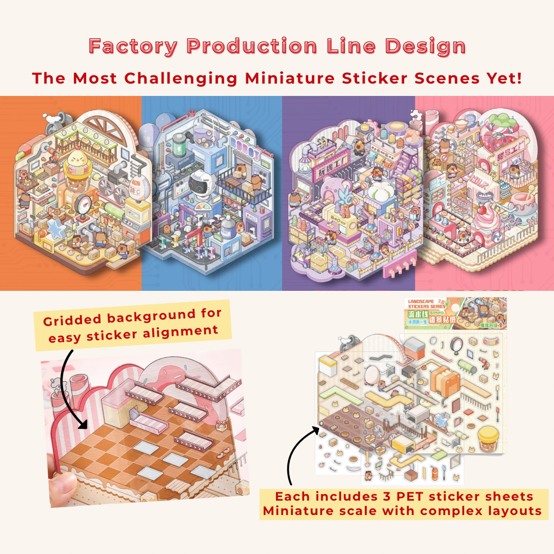 Factory Miniature Sticker Kit β 3D DIY Scene for Journals & Crafts