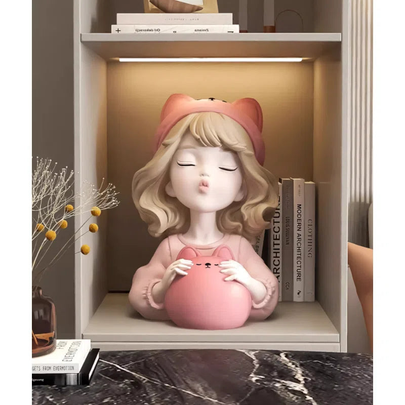 Cute Girl Pen Holder Desk Ornament