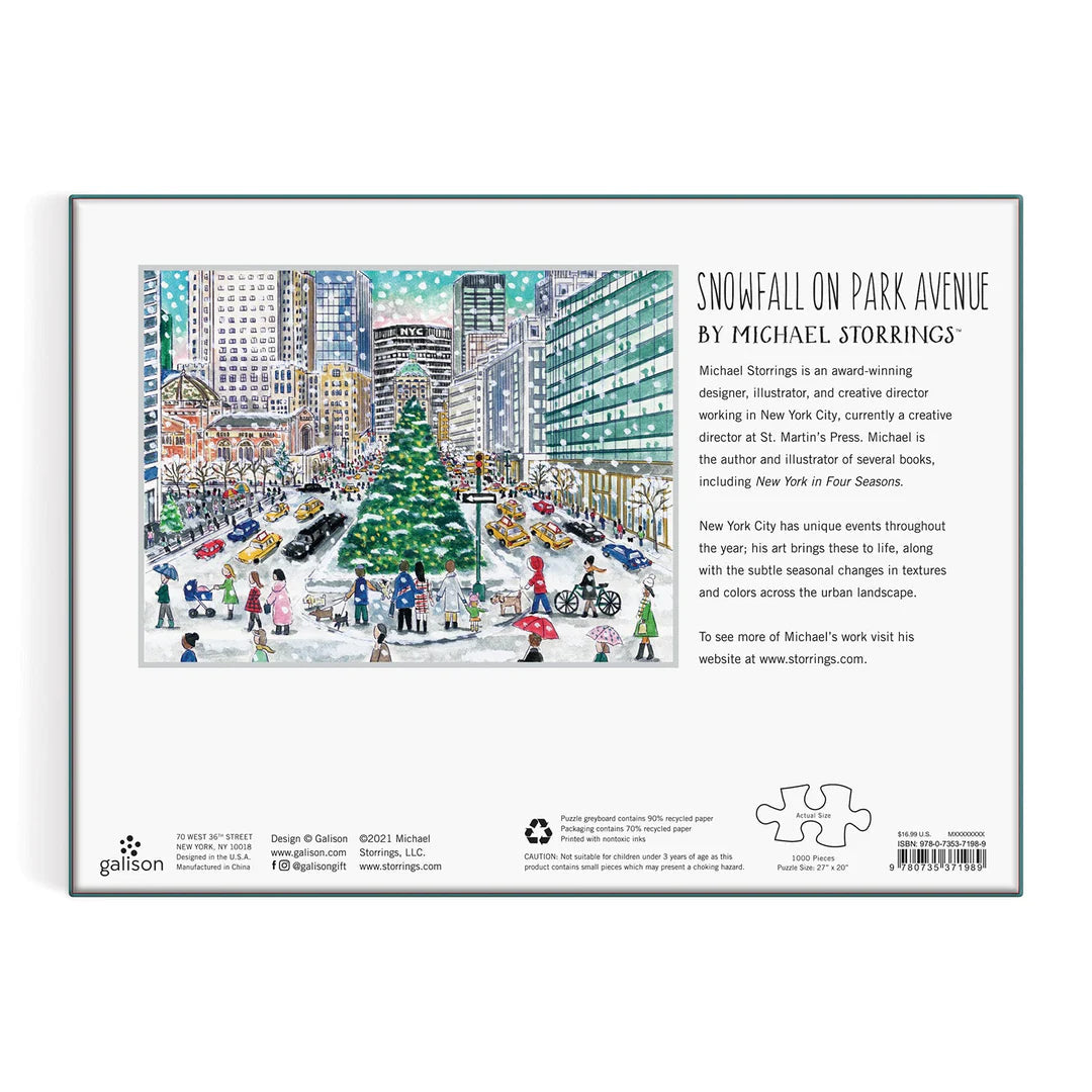 Michael Storrings Snowfall on Park Avenue 1000 Piece Puzzle Galison