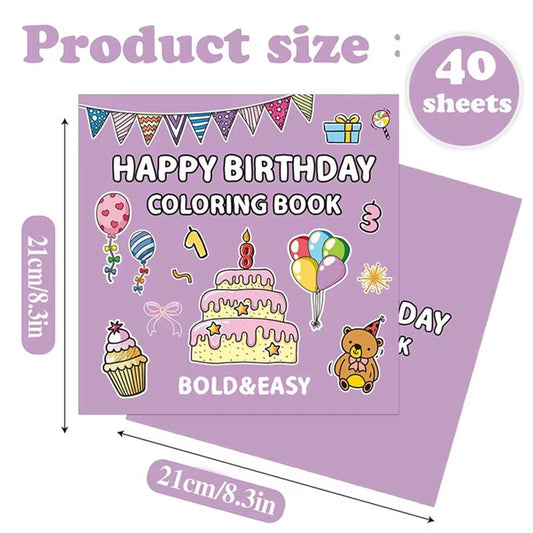 Happy Birthday Coloring Book – Fun & Easy Celebration-Themed Illustrations V Boutique Studio