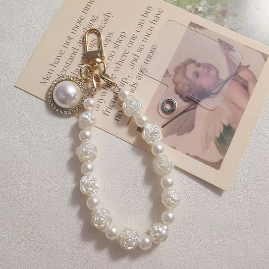 White Rose Pearl Phone Lanyard V Boutique Studio-New