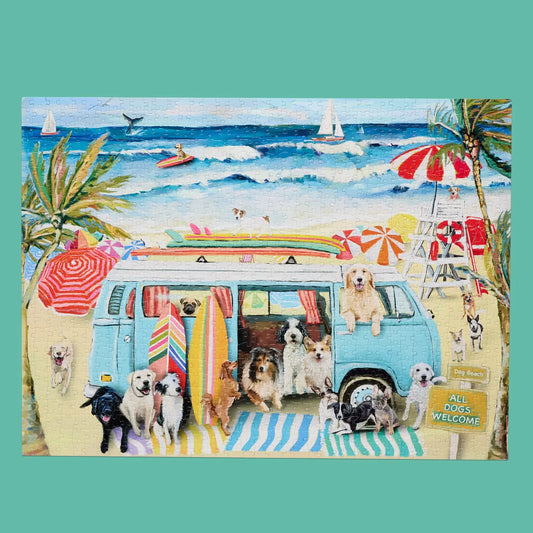 Doggie Surf School 1000 Piece Puzzle Summer Gift WerkShoppe