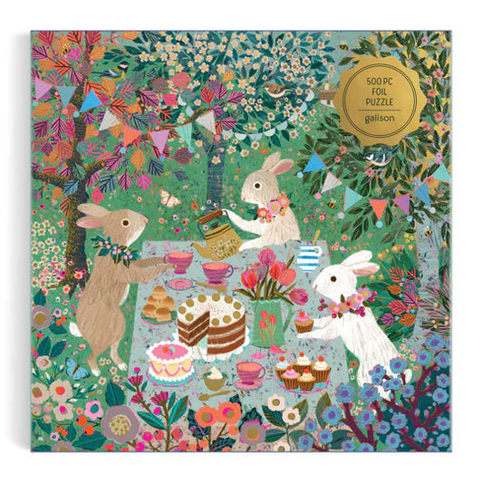 Spring Tea Party 500 Piece Foil Puzzle Galison