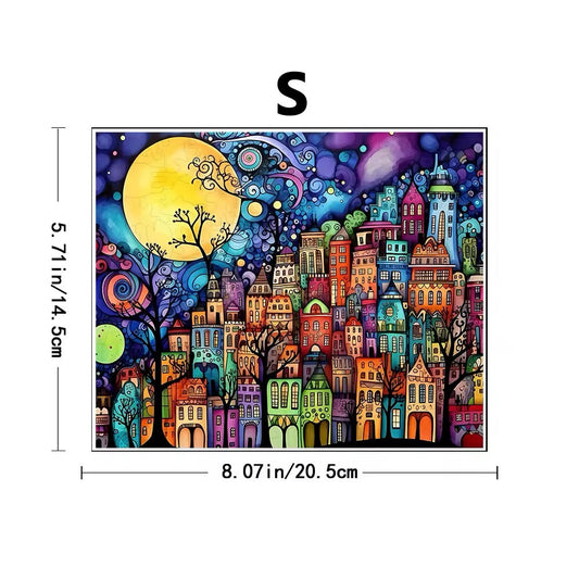 Colorful City Night Wooden Puzzle – Challenging Jigsaw Puzzle for Puzzle Lovers V Boutique Studio