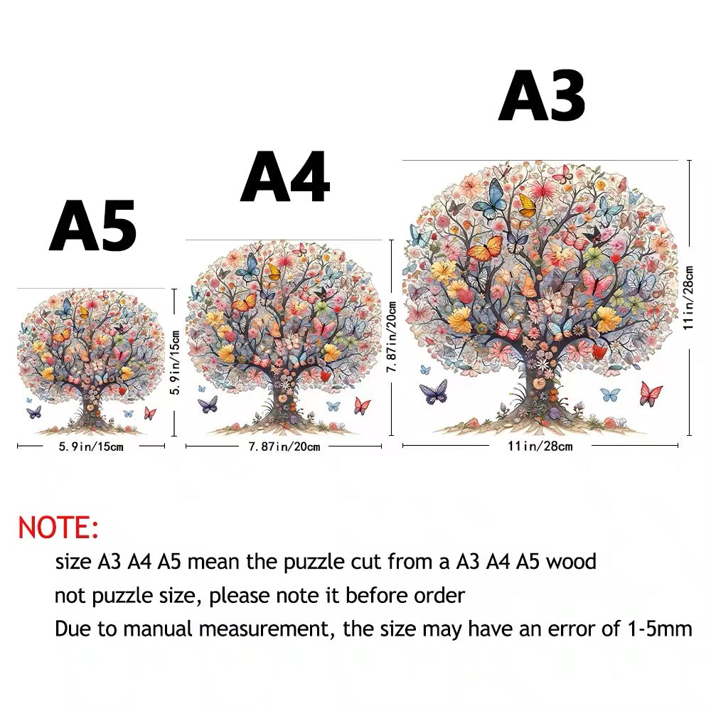 Butterfly Tree Wooden Puzzle – Whimsical Jigsaw Puzzle Gift for Puzzle Lovers V Boutique Studio