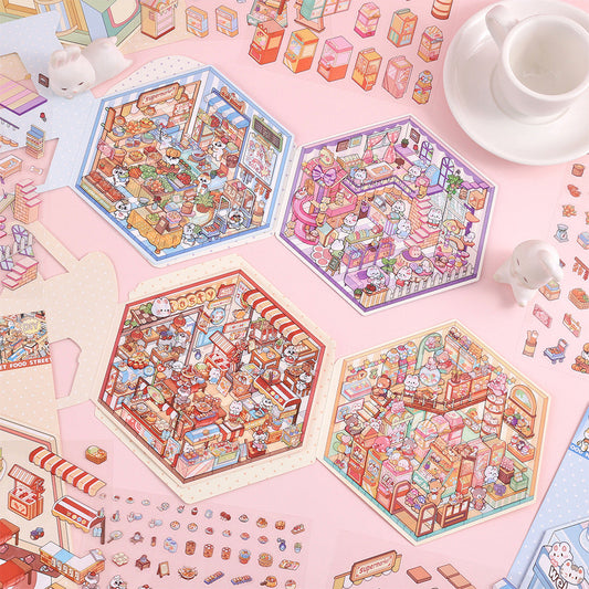 Whimsical 3D Mini World Stickers – DIY Scene Kit for Journals & Crafts V Boutique Studio