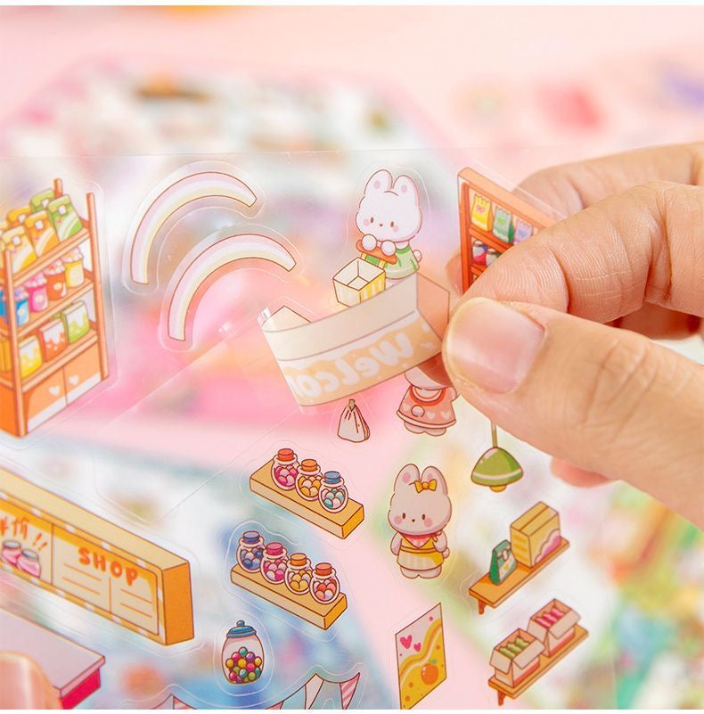 Kawaii Miniature Shop Sticker Set – 3D Puffy Stickers for DIY & Crafts