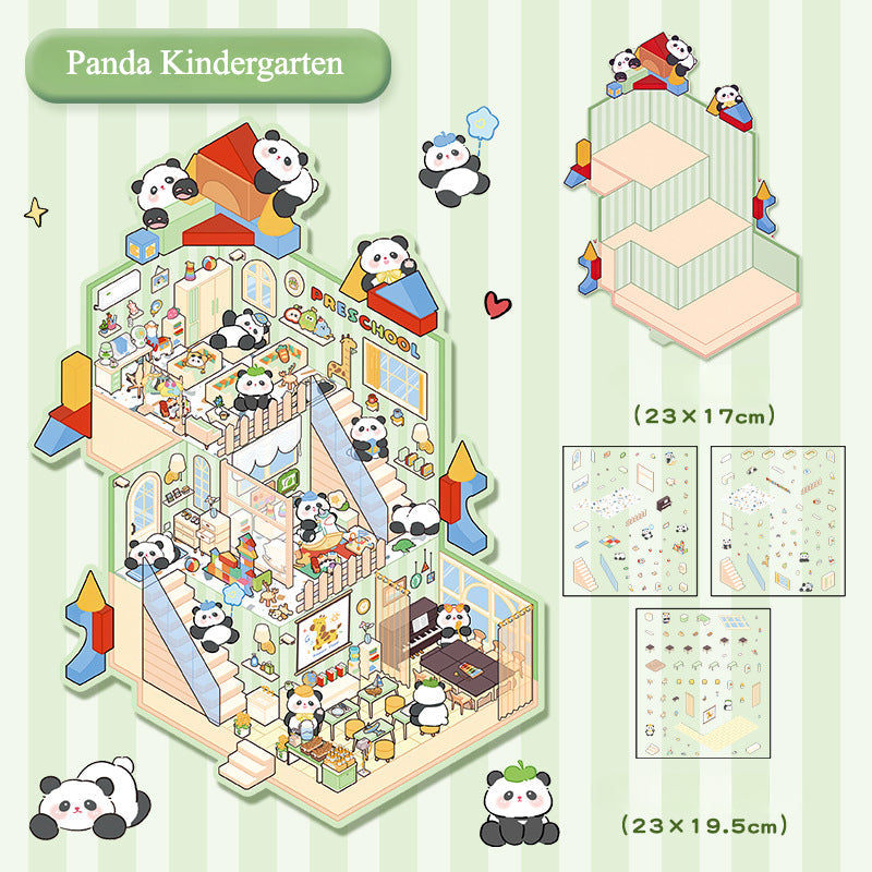 Kawaii Miniature Scene Stickers – 3D DIY for Scrapbooks & Journals