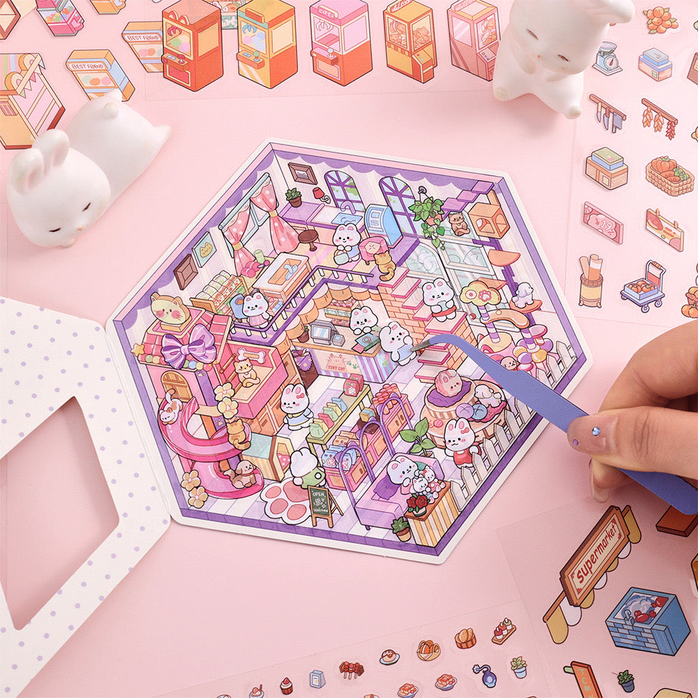 Whimsical 3D Mini World Stickers – DIY Scene Kit for Journals & Crafts