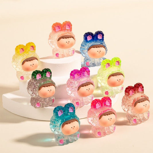 Crystal Bunny Resin Baby Figurines – DIY Charms & Cute Desk Decor