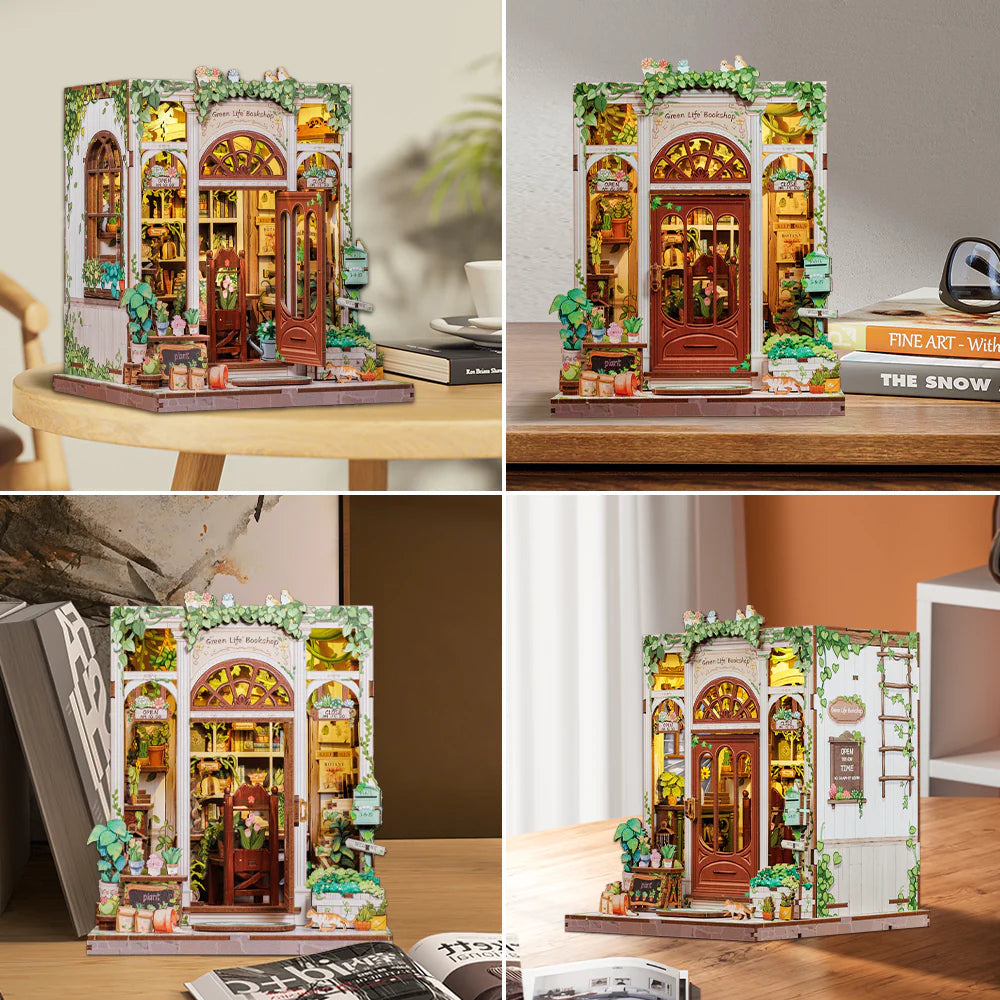 Green Life Bookshop – DIY Wooden Miniature Book Nook Kit