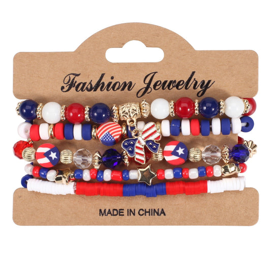 Patriotic Beaded Bracelet Stack – USA Red, White & Blue Jewelry V Boutique Studio