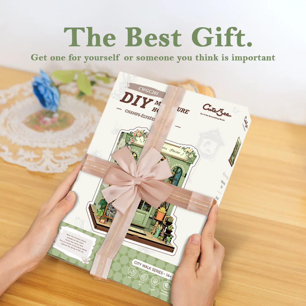 Champs-Élysées Florist – DIY Wooden Miniature Book Nook Kit