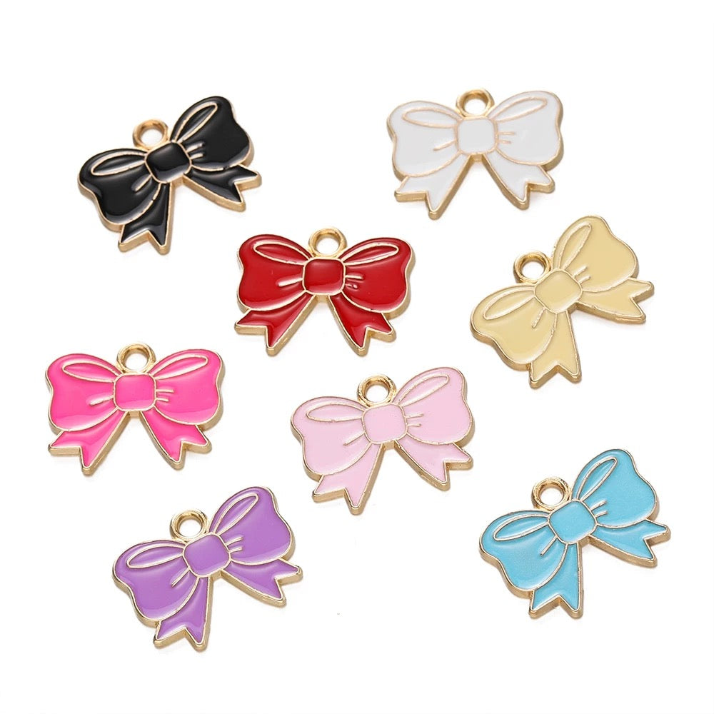Colorful Bow Alloy Charms for Jewelry Making - Cute DIY & Craft Projects (Set of 8)