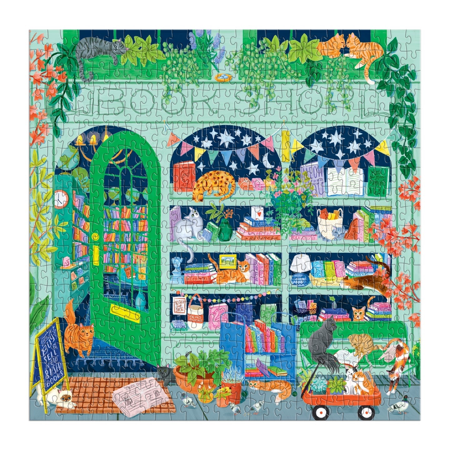 Good Puzzle Co. Bookshop Cats 500 Piece Puzzle Galison