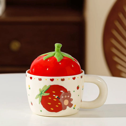 Cute Bear Strawberry Ceramic Mug V Boutique Studio