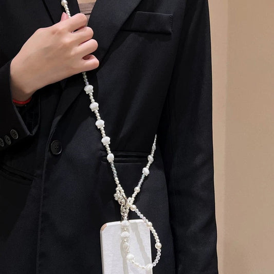 Elegant Shell & Pearl Crossbody Phone Lanyard V Boutique Studio