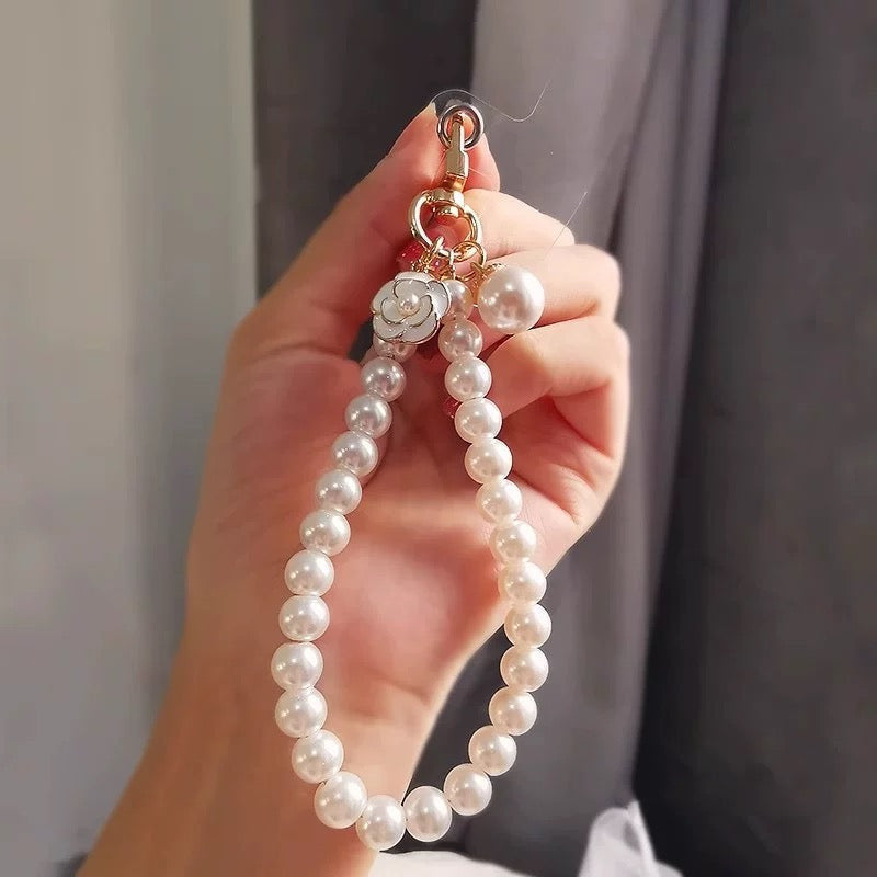 Elegant Pearl Blossom Phone Lanyard