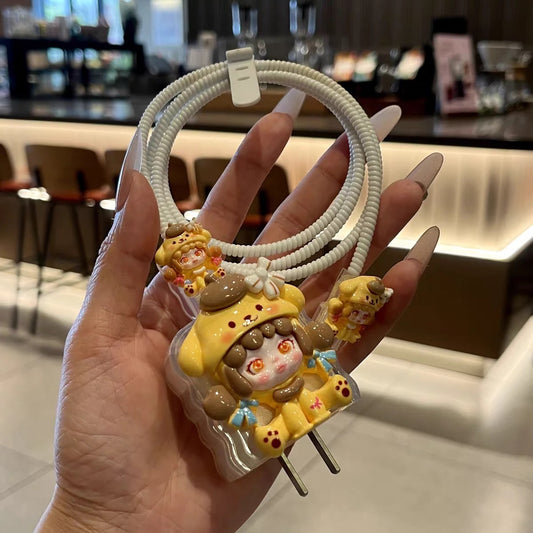 Kawaii Doll Charging Cable Protector Set – 3D Cute Plug Cover