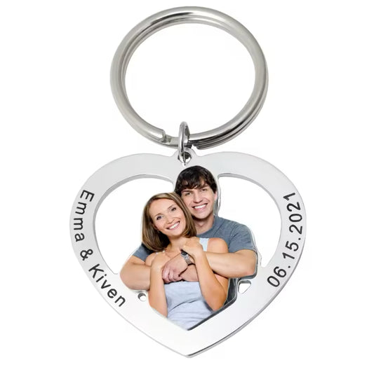 Custom Photo Keychain – Personalized Engraved Gift for Family or Friends