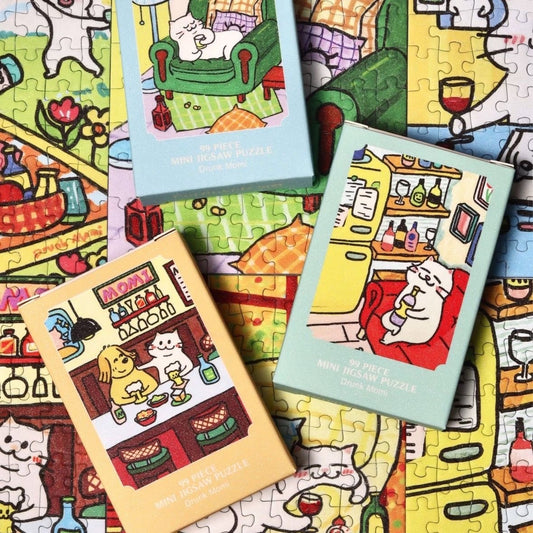 Puffinkids Drunk Momi Second Edition 6 x 99 Piece Mini Jigsaw Puzzle Set