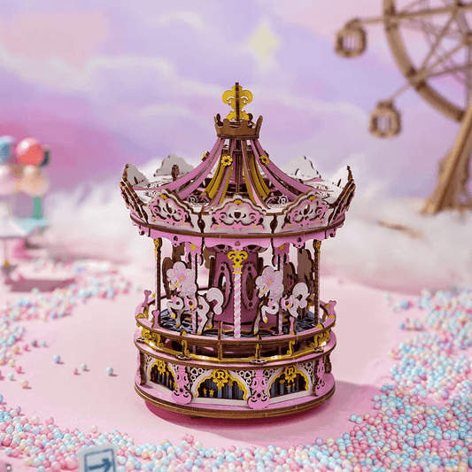 Romantic Carousel Mechanical Music Box 3D Wooden Puzzle - Handcrafted Home Decor ROKR