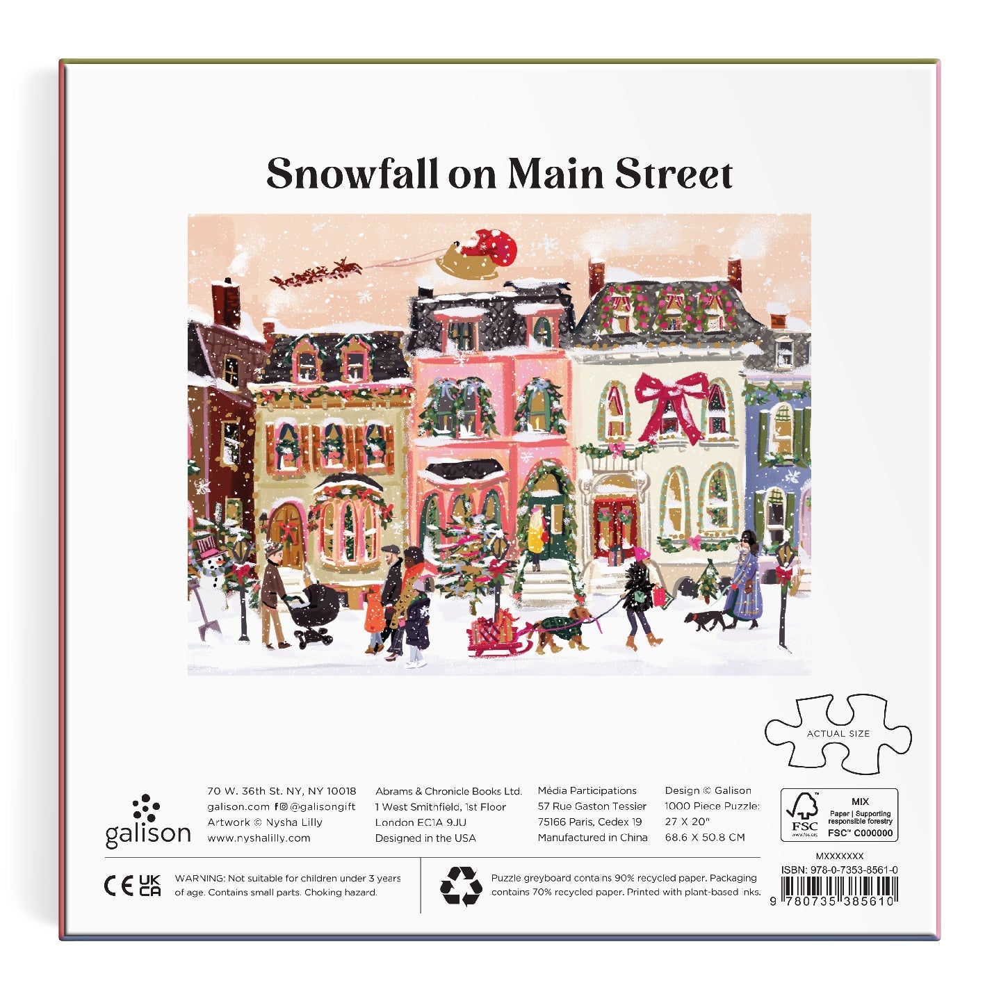 Snowfall on Main Street 1000 Piece Foil Puzzle Galison