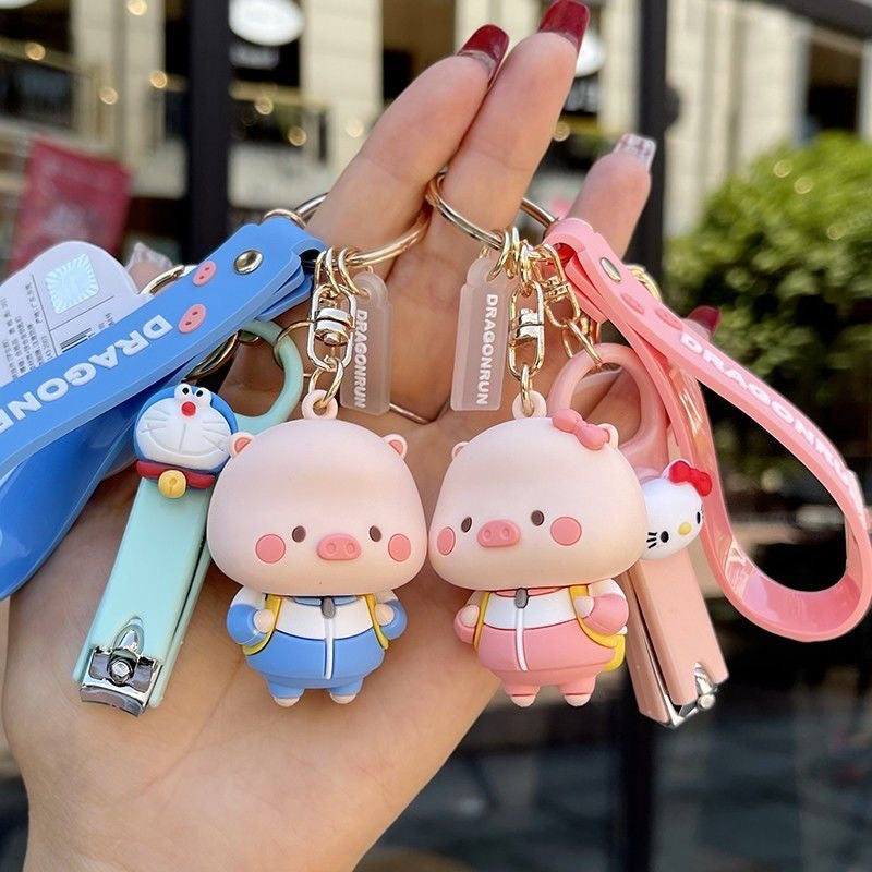 Kawaii Pig Keychain Set