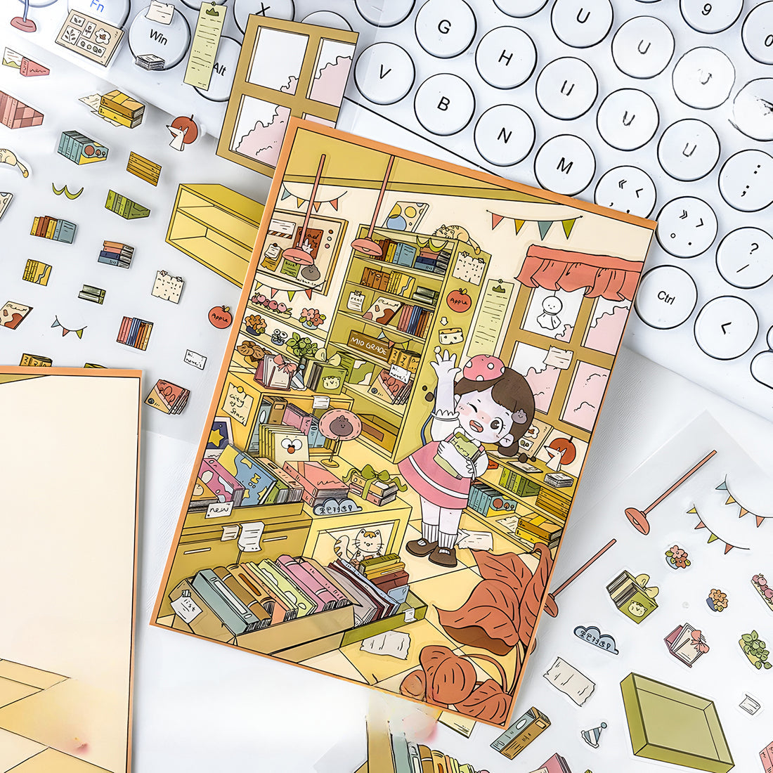 Adorable Room Scene Stickers – 3D Mini DIY for Journals & Scrapbooking