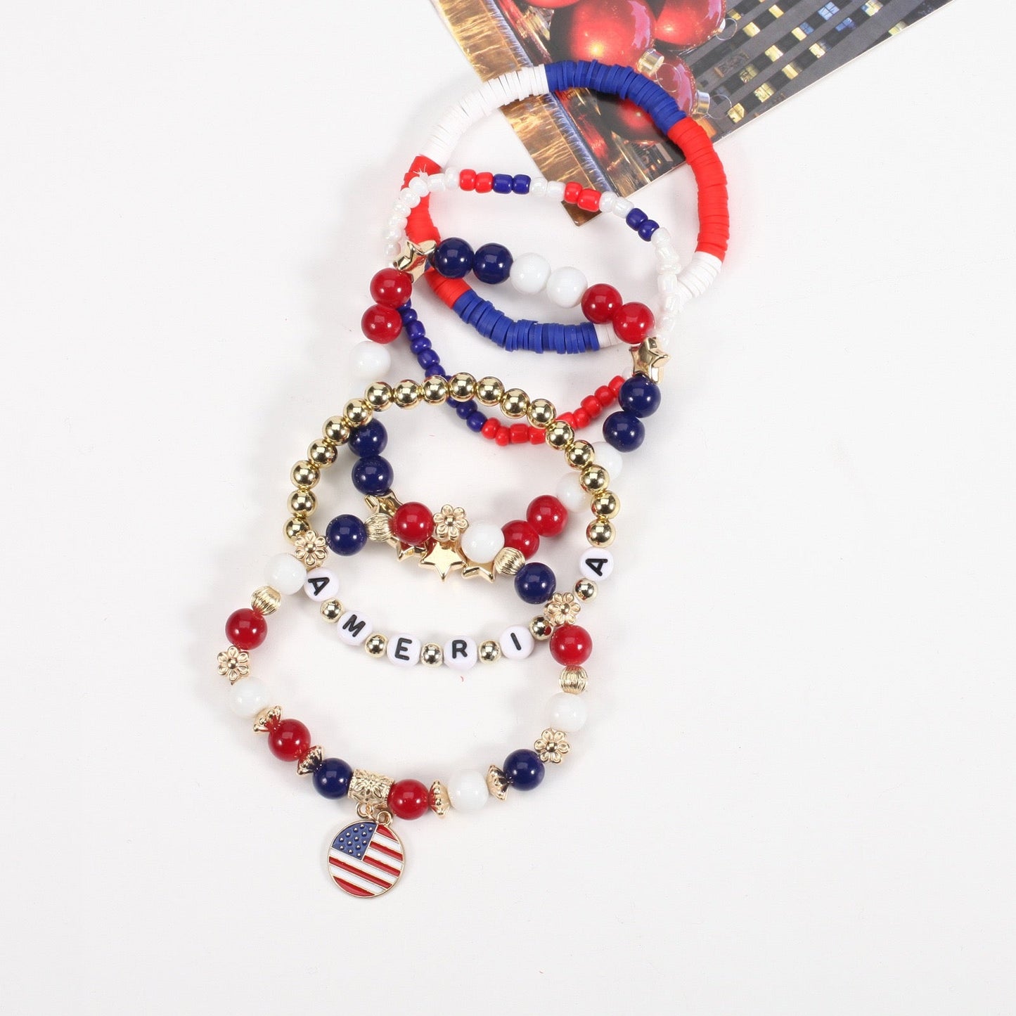 Patriotic Beaded Bracelet Stack – USA Red, White & Blue Jewelry V Boutique Studio
