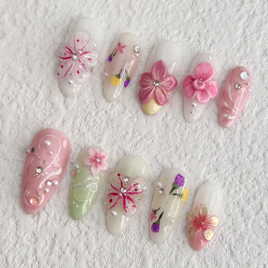 Pink Blossom Dream Press-on Nails V Boutique Studio