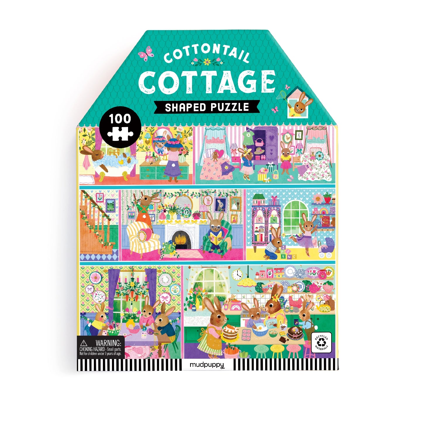 Cottontail Cottage 100 Piece House-shaped Puzzle