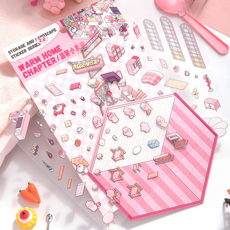 Mini World 3D Scene Stickers – DIY Room Kit for Journals & Crafts