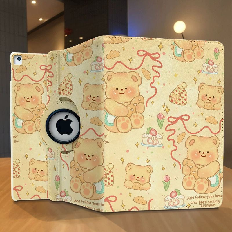 Butter Bear 360° Rotating iPad Case – Cute Stand Cover with Sleep/Wake