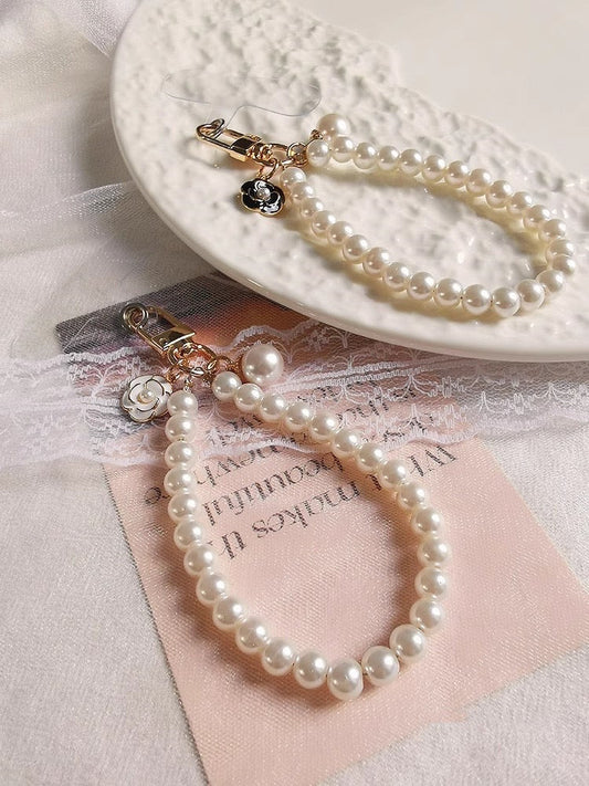 Elegant Pearl Blossom Phone Lanyard