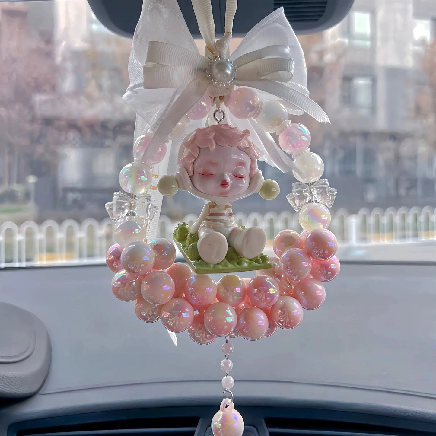 Handmade Skullpanda-Inspired Car Pendant for Rearview Mirror V Boutique Studio
