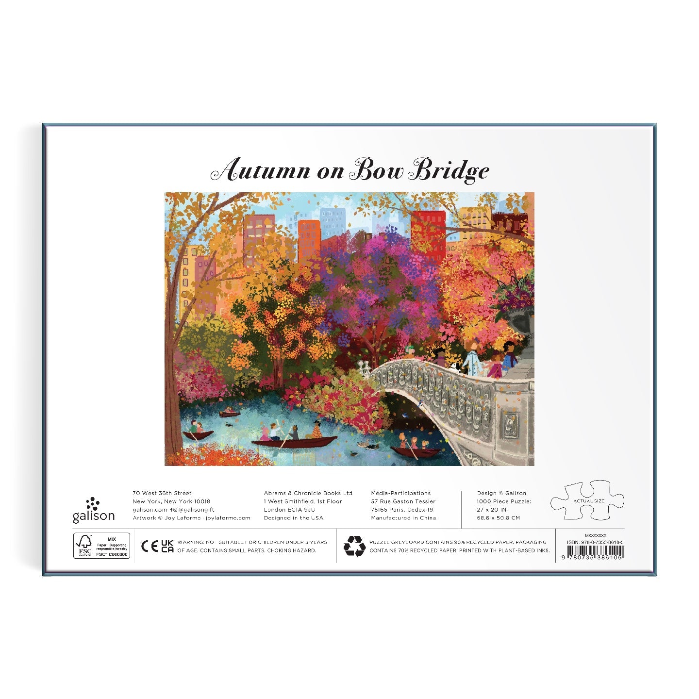 Joy Laforme Autumn on Bow Bridge 1000 Piece Puzzle Galison